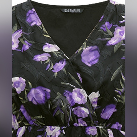 BloomChic Chiffon Floral Mesh Wrap Ruffle Hem Blouse. 18/20 NWT 2x - Picture 5 of 15